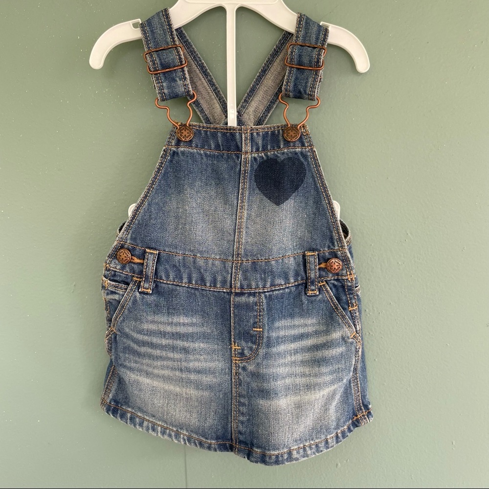 Oshkosh B’Gosh Denim Skirt Heart Overalls 12 mos